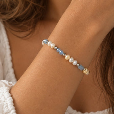 Armkette Perlen EISBLUME silbrig