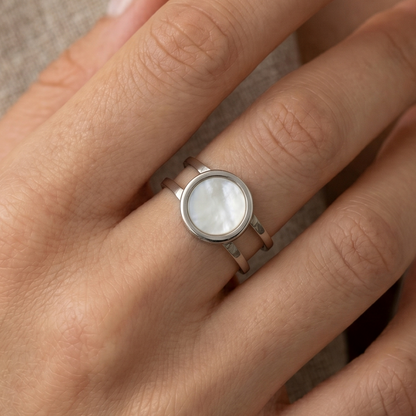 Ring Melwood WHITEPEARL silbrig