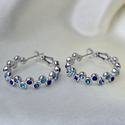 Creolen DOTTY blau silbrig