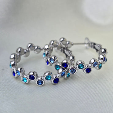 Creolen DOTTY blau silbrig