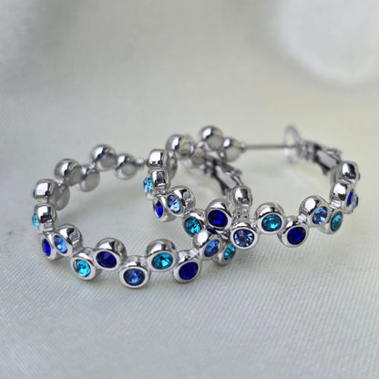Creolen DOTTY blau silbrig