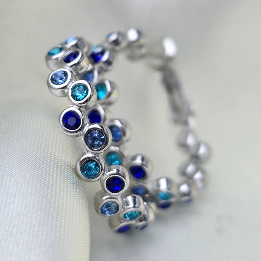 Creolen DOTTY blau silbrig