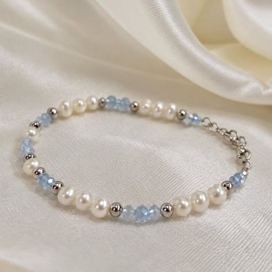Armkette Perlen EISBLUME silbrig